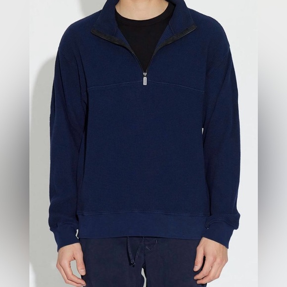 Cotton Citizen Cooper Half Zip Thermal Pullover Navy Blue NWT Size M - Picture 1 of 10